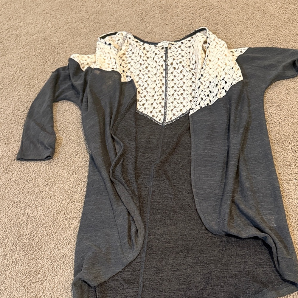 Umgee Black and Cream Crochet Cardigan